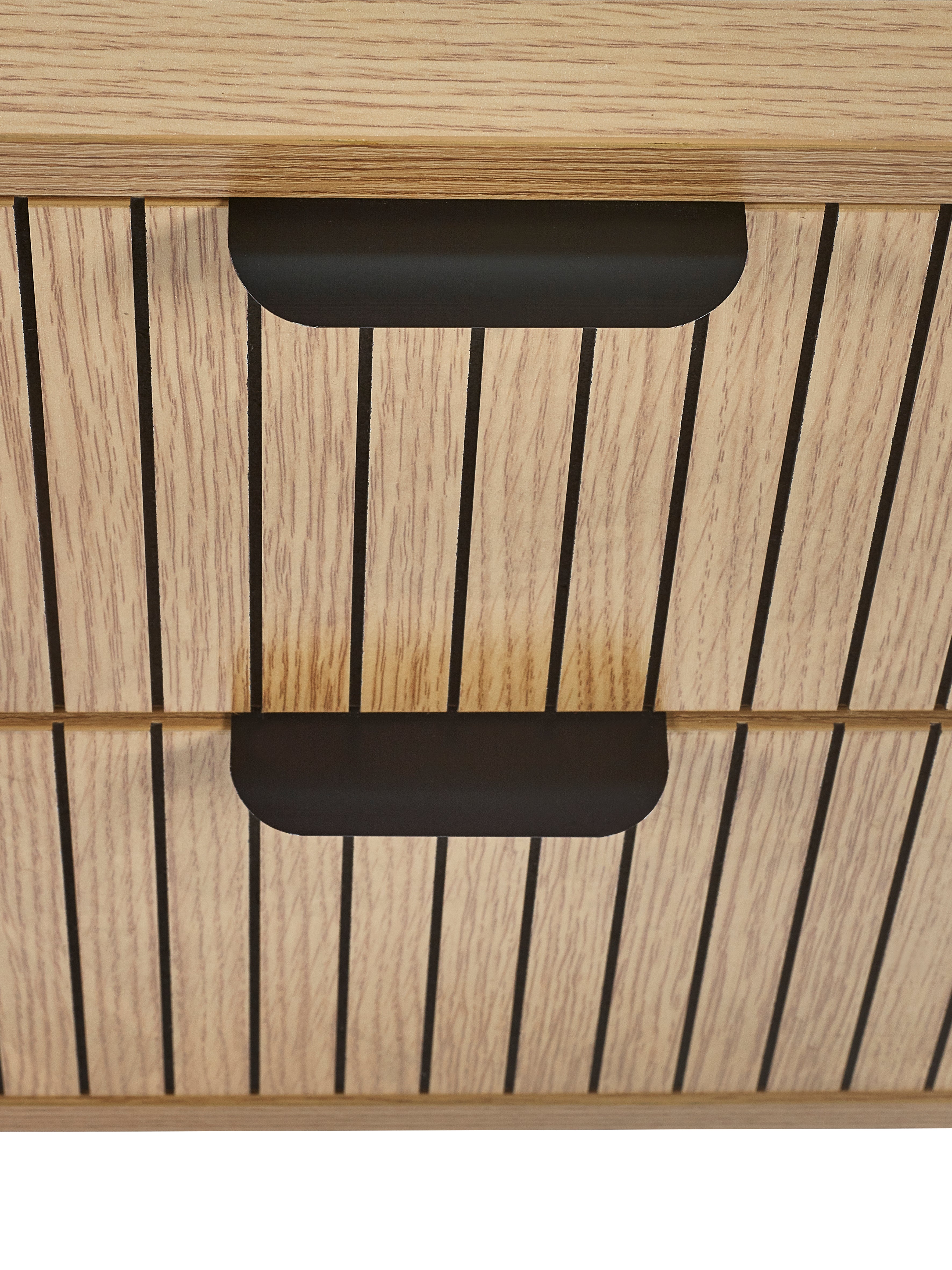 Arya Slatted Oak Wood Bedside Table | 2 Drawers
